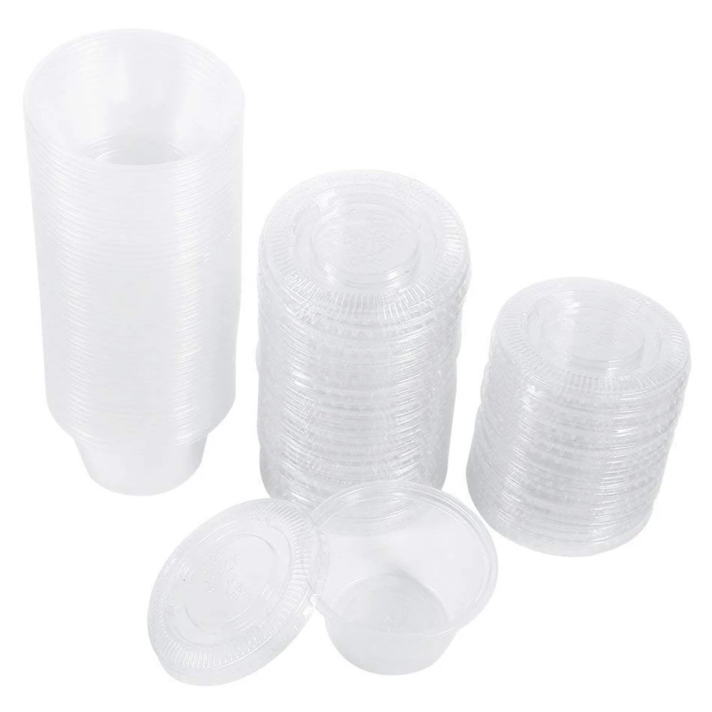 

Botique-50 pcs. Transparent Plastic Disposable Soup Bowls Chutney Bowls Storage Box With Lid Food Containers 28 G