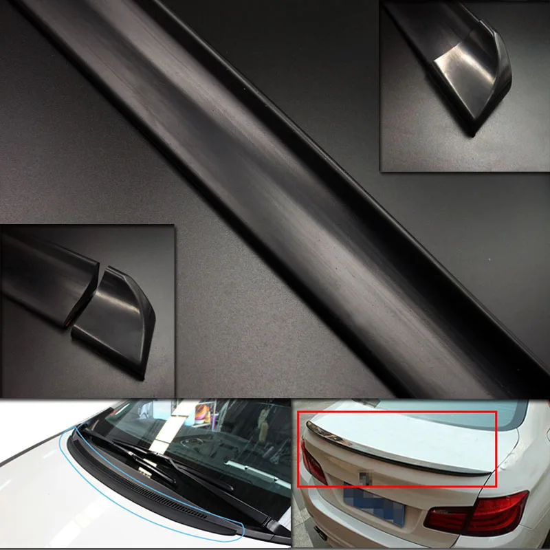 

4.9ft Black Rubber Car Styling Accessories Rear Tail Trunk Spoiler Wing DIY Lip Trim Body Decor Sticker Universal For All Models