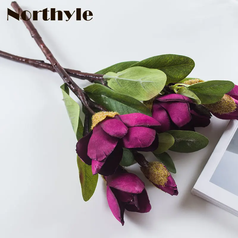 

FS125831 2pcs/lot Artificial Magnolia Flowers Home Decoration Accessories Wedding Fake Flower Decoration
