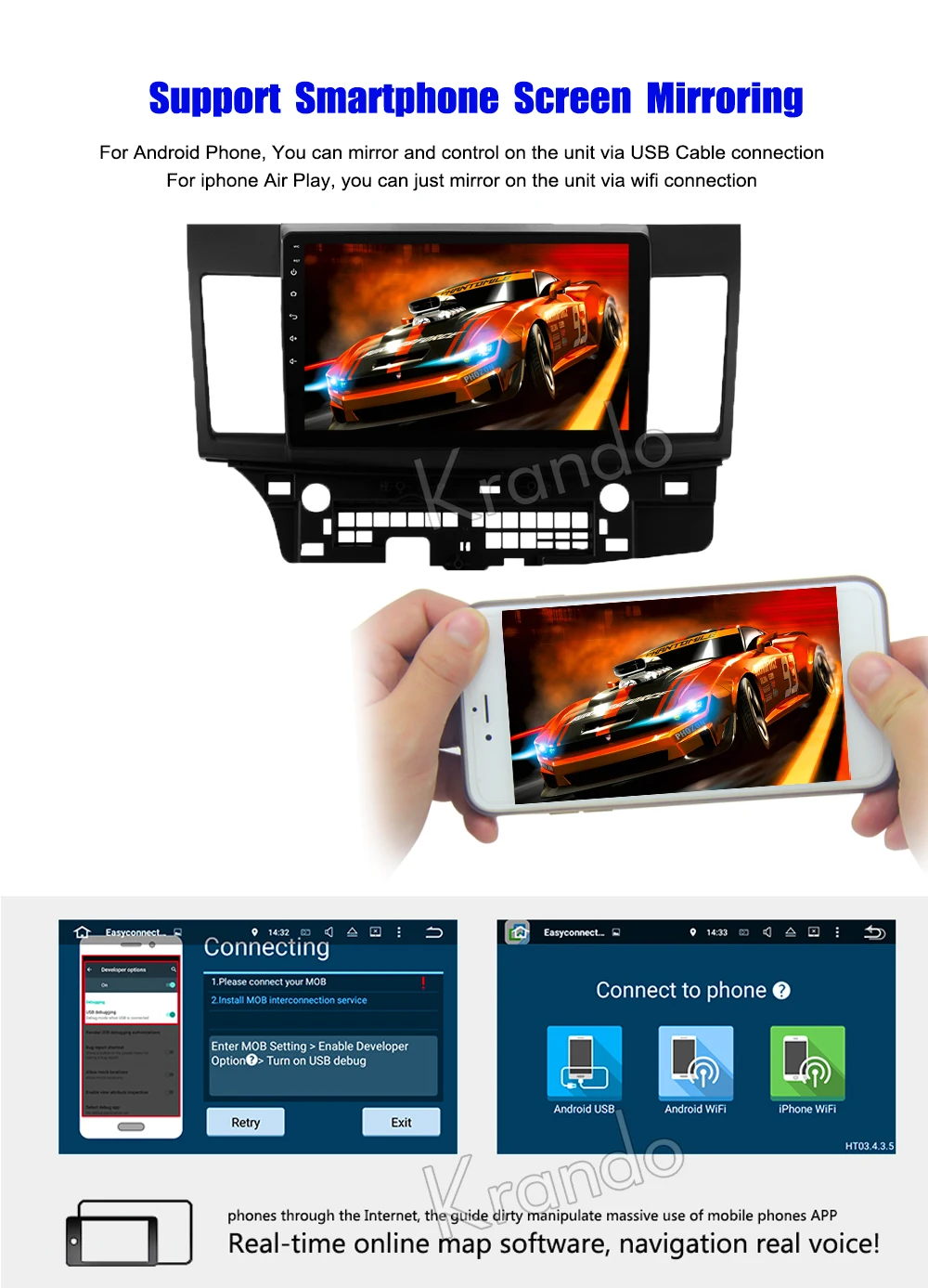 Discount Krando Android 8.1 10.1" IPS Full touch car multimedia player for For Mitsubishi lancer / EX 2007-2015 GPS navigation system BT 5