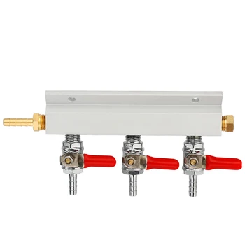 

3 Way Co2 Gas Distribution Block Manifold With 7Mm Hose Barbs Home Brewing Draft Beer Dispenser Keg