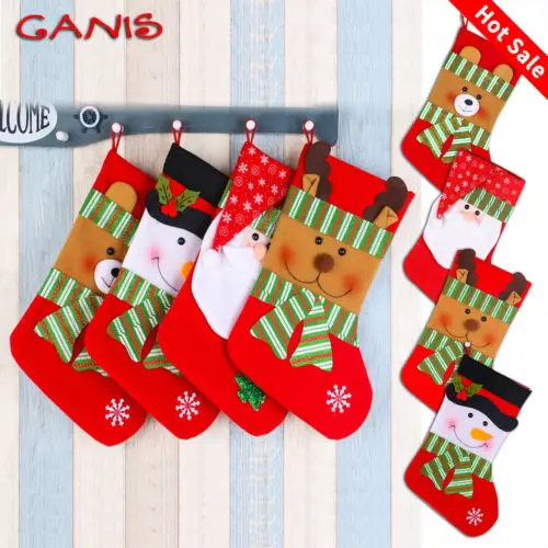 

Xmas Gift Bag Christmas Stocking Sock Santa Snowman Reindeer Hanging Gift Deco