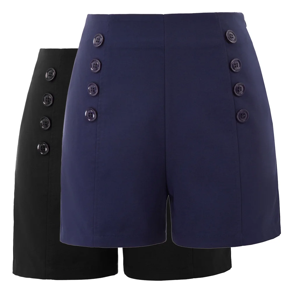 navy blue women's work shorts