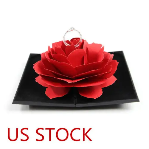 

Valentine's Day Folding Rotating Rose Ring Box Birthday Jewelry Display Boxes
