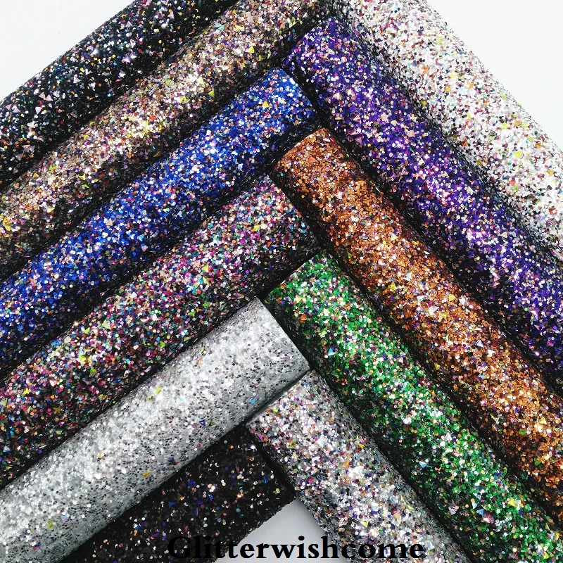 Glitterwishcome 30X134 см мини рулон синтетическая кожа, массивный блеск кожа ткань винил для луков, GM064