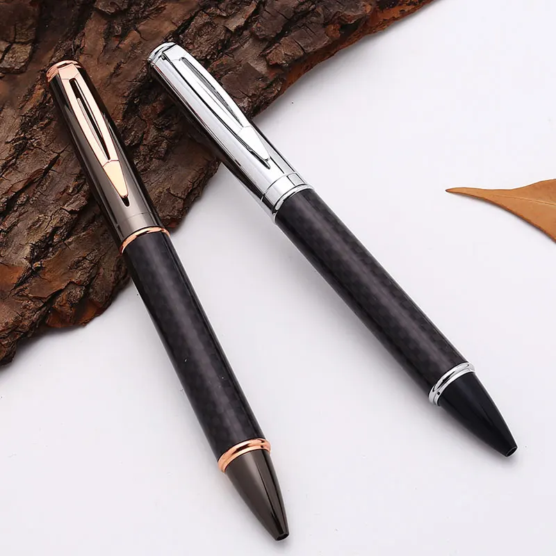 

Fashion business carbon fiber pen Office conference dedicated carbon fiber ballpoint pen Gun gray gift pen Rose gold student pen