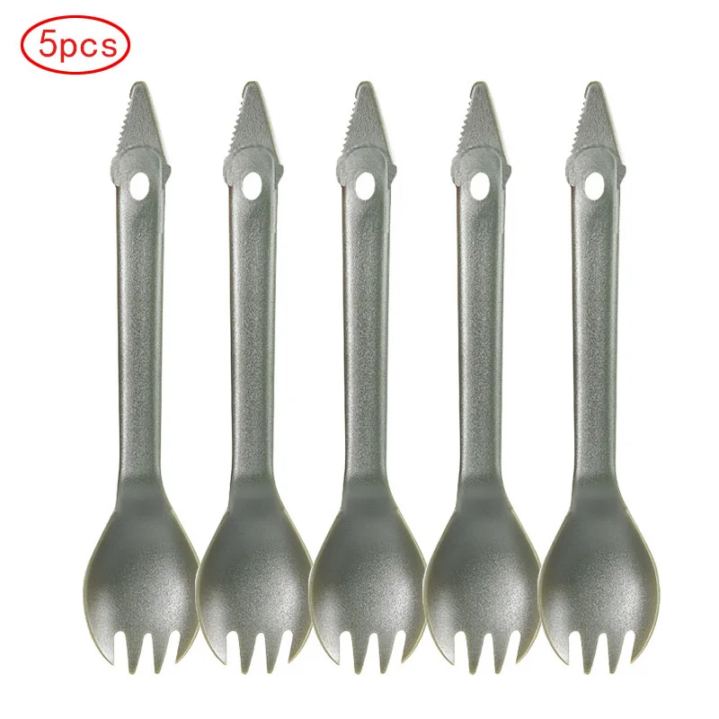 

5pcs Multifunctional Cutlery Portable Safe Multi-function Non-toxic Plastic Cutlery for Outdoor Camping