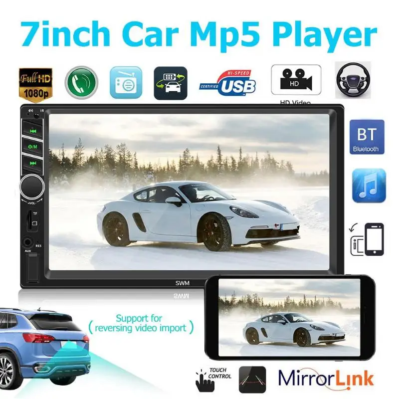 

SWM X1 Car MP5 Player FM Radio BT AUX RCA Audio Output w/ Steering Wheel Controller(No Cam) Car Video MP4 MP5 Players Electronic