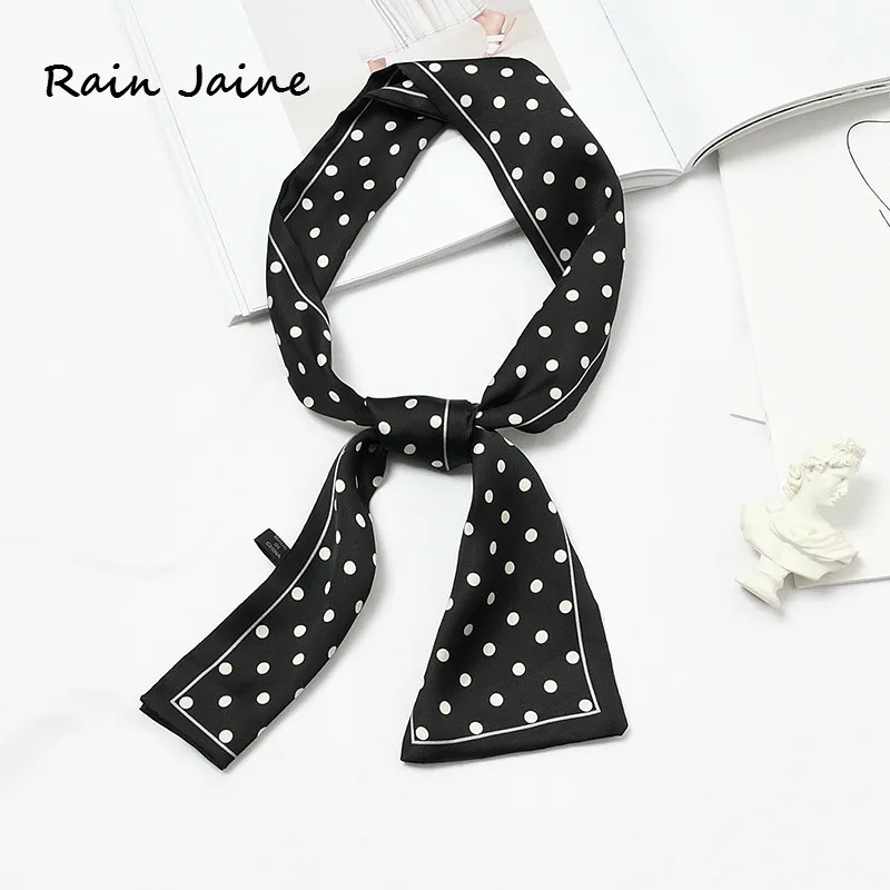

Korea Trend Joker Spring Autumn Imitate Real Silk Small Commute More Function Scarf Polka Dot Square Foulard Femme Women Scarves