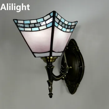 

Tiffany Brief Wall Lamps Stained Glass Lampshade Iron Home Lights for Kitchen Bedroom Living Room Balcony Indoor Outdoor Sconce
