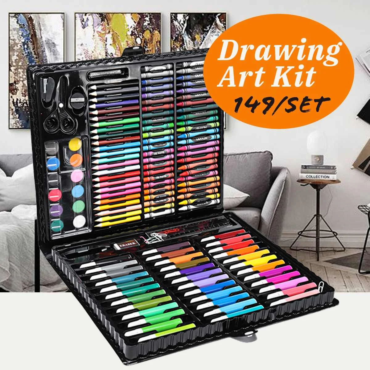 Billige 149 teile satz Komplette Farbe Zeichnung Kunst Kit Malerei Liefert Holz Box Set Lagerung Fall 138 Stück Geschenk Bleistift