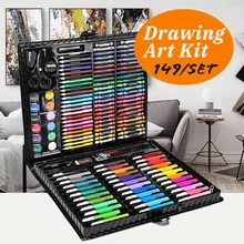 149pcs/set Complete Paint Drawing Art Kit Painting Supplies Wooden Box Set Storage Case 138 Piece Gift Pencil