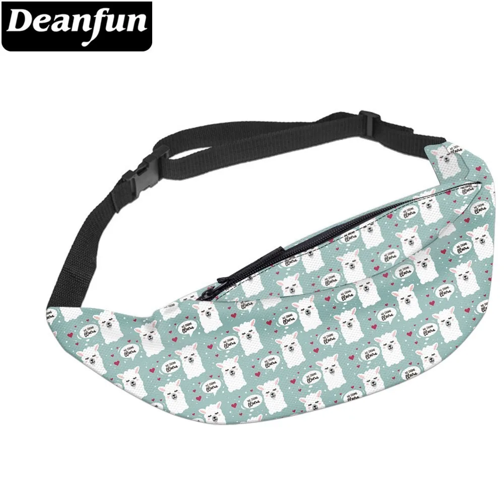 

Deanfun Waterproof Adorable Llama Man Fanny Packs White Alpaca Waist Pack Love Hearts Hip Bum Bag Pouch Gift Dropshipping YB-62