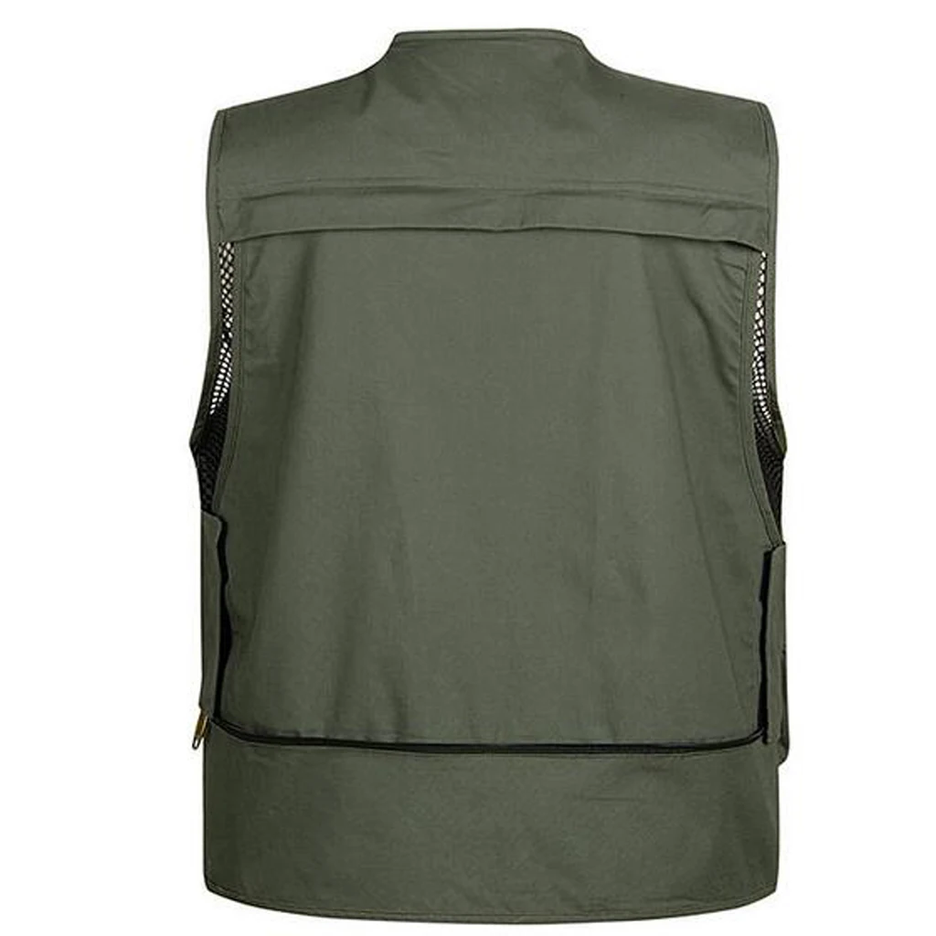 

Removable Cotton Multi Pockets Jacket Mesh Vest For Fly Fishing Hunting Green XL