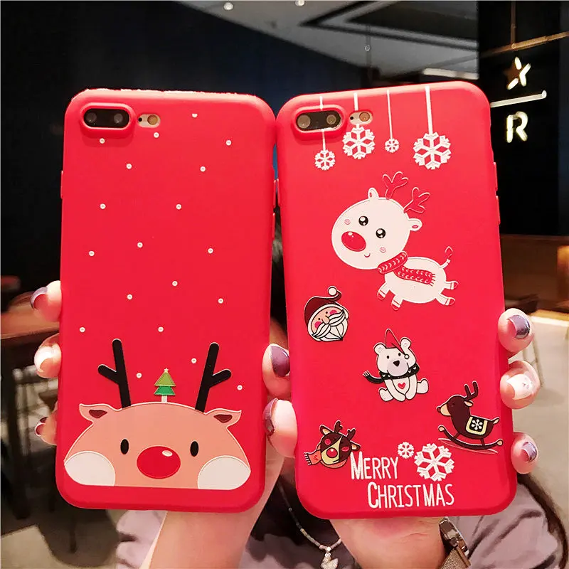 Креативный чехол для iPhone 6 6S Plus 7 XS MAX XR TPU Мягкий Красный Рождество анти Осень