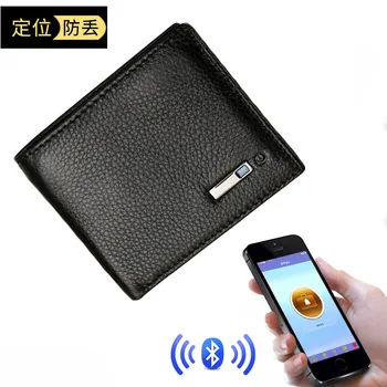 

Business Men's Genuine Leather Wallet Grain Leather Purse Card Holder zheng jian bao Intelligent Anti-Theft Anti-Lost Positionin