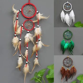 

Vintage Circular Dreamcatchers Retro Feather Decoration For Car Wall Hanging Dream Catcher Popular 1PC Home Decoration Feathers
