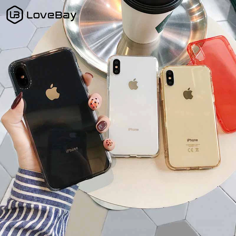 

Lovebay Clear Soft Cases For iphone X Case Candy Color Transparent Phone Case Cover For iphone 6 6S 7 8 Plus XS Max XR X Shells