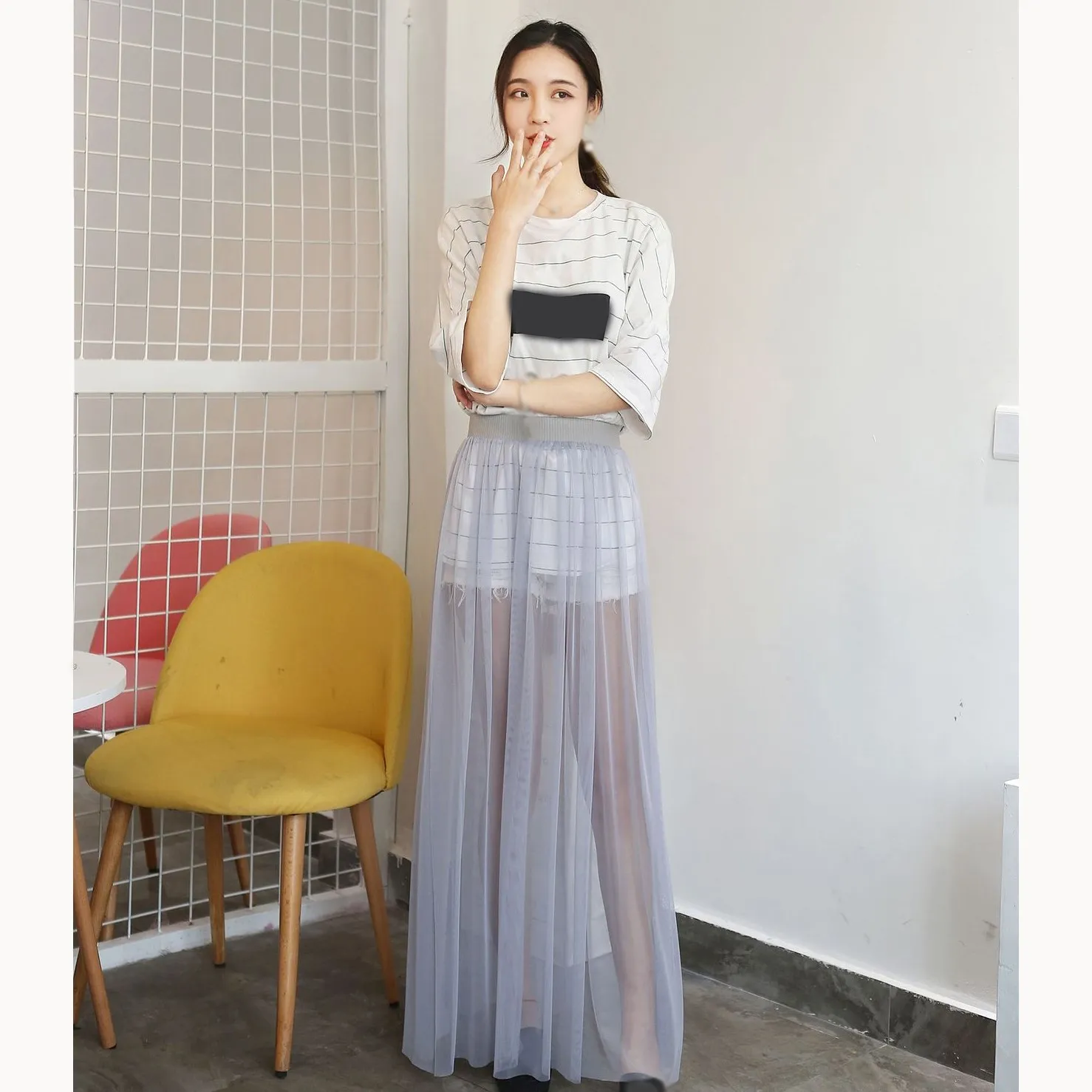 

Fashion Sexy Women Skirts Transparent Women Long Mesh Skirt See-through Beach Party Mesh Long Maxi Skirts