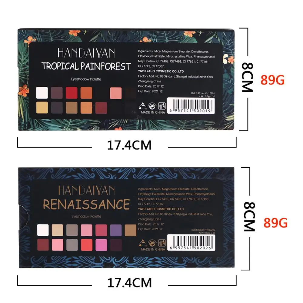 

2019 Hot Sale Direct Selling Metallic Shimmer Matte No Eyeshadow Pallete Glitter Make Up Palette Handaiyan 14color Eye Shadow