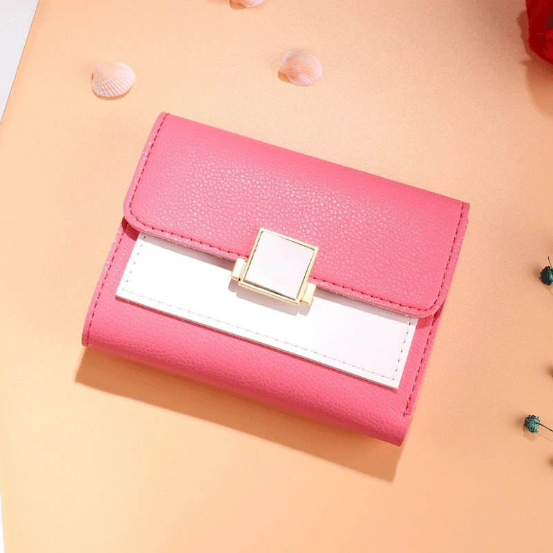 

Wallet Female Short Fashion Student Small New Three Folding Change Clip Card Package Tide Purse