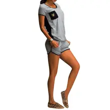 Women Sports Suit Plus Size Loose Sexy Back Hollow Short Sleeve+shorts 2 Pieces Set Solid Color Simple Casual Running Sport Set