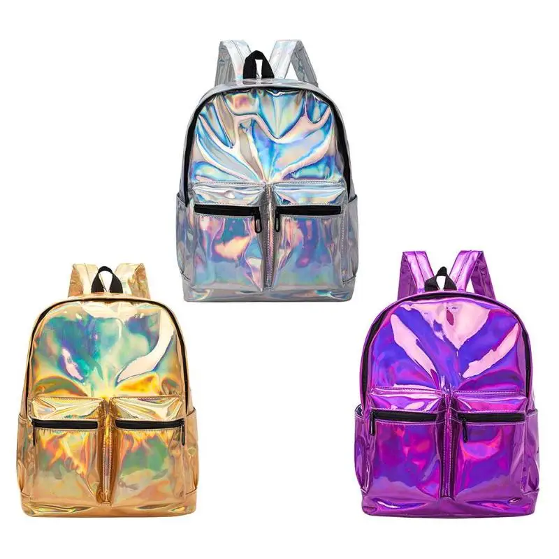 

Women Laser Hologram PVC Backpacks Girls Shoulder School Backpack Female Small Leather Holographic Travel Bag Mochila Feminina