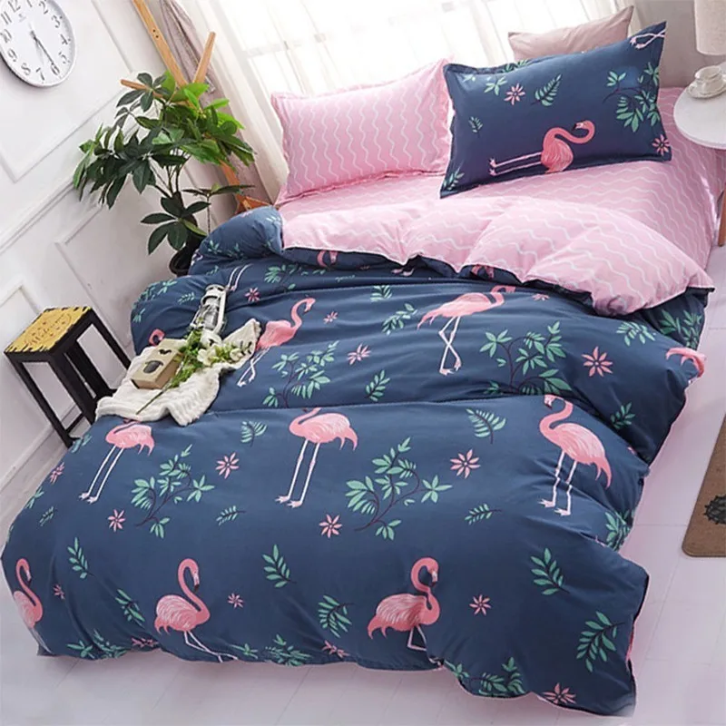 PINK FLAMINGOS SINGLE DUVET COVER SET REVERSIBLE BEDDING KIDS ADULTS