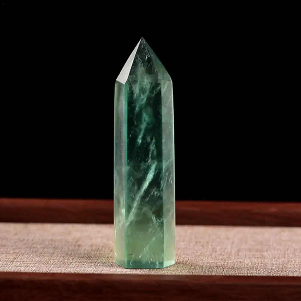 

Natural Fluorite Crystal Green Fluorite Crystal Column Ornament Hexagonal Wand Decoration Quartz Crystal Wand Healing Stone