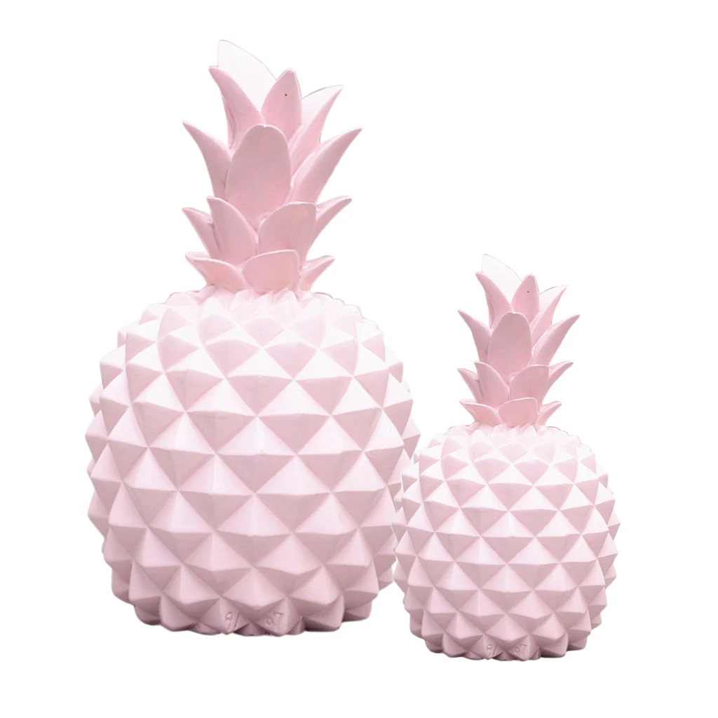 

MagiDeal 2Pcs Resin Pineapple Money Boxes Piggy Box Gift Home Decor Pink