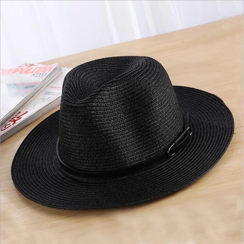 Летние шапки для мужчин и женщин, соломенная шляпа с широкими полями, пряжка на ремне, Плайя Панама, шляпа от солнца, шляпа для мужчин и женщин, джаз