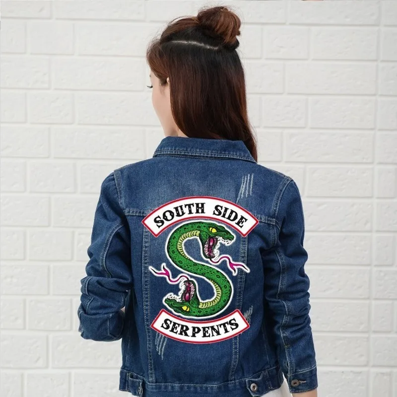 Riverdale Jeans Denim Jacket South Side Serpents Streetwear Tops Spring Jean Women Jacket Harajuku Hip Hop Denim Clothing Female