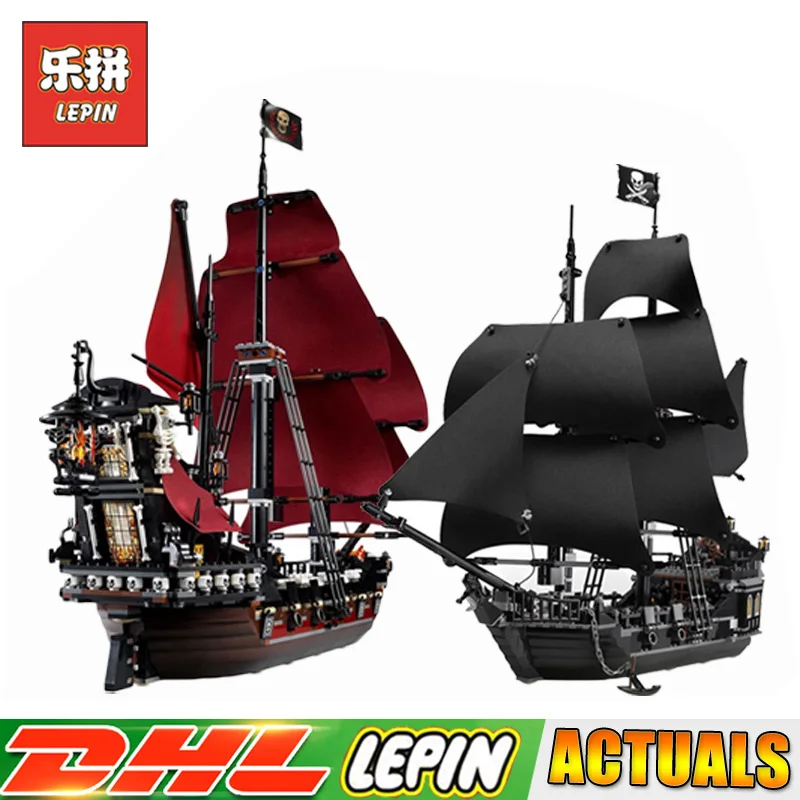 

LEPIN 16009 Queen Anne's Revenge Pirates of The Caribbean +16006 Black Pearl Ship Model Blocks Bricks Toys Christmas Gifts