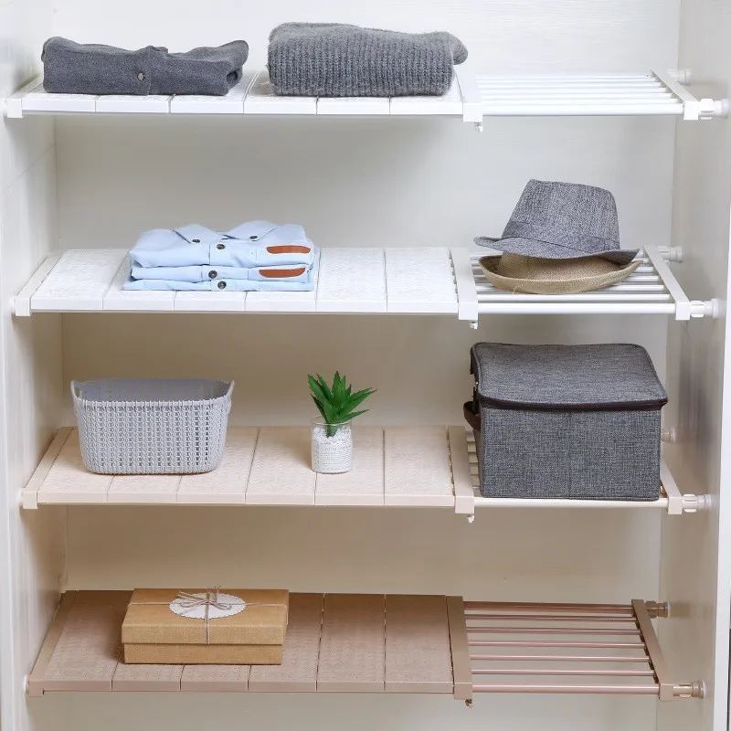 

Retractable Wardrobe Isolation Board Luggage Carrier Living Room Bathroom Nail-free Layered Frame Wardrobe Separator Board