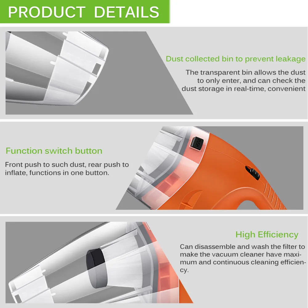 ONEVER автомобильный пылесос ручной 120 W Портативный пылесос влажной и сухой двойного-Применение для детей возрастом от 12 V машины автомобиль