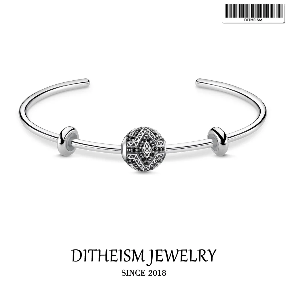 

Bracelets Bangles Panther,2018 New Fashion Jewelry Trendy Bead 925 Sterling Silver Geometric Bracelet Gift For Women Men