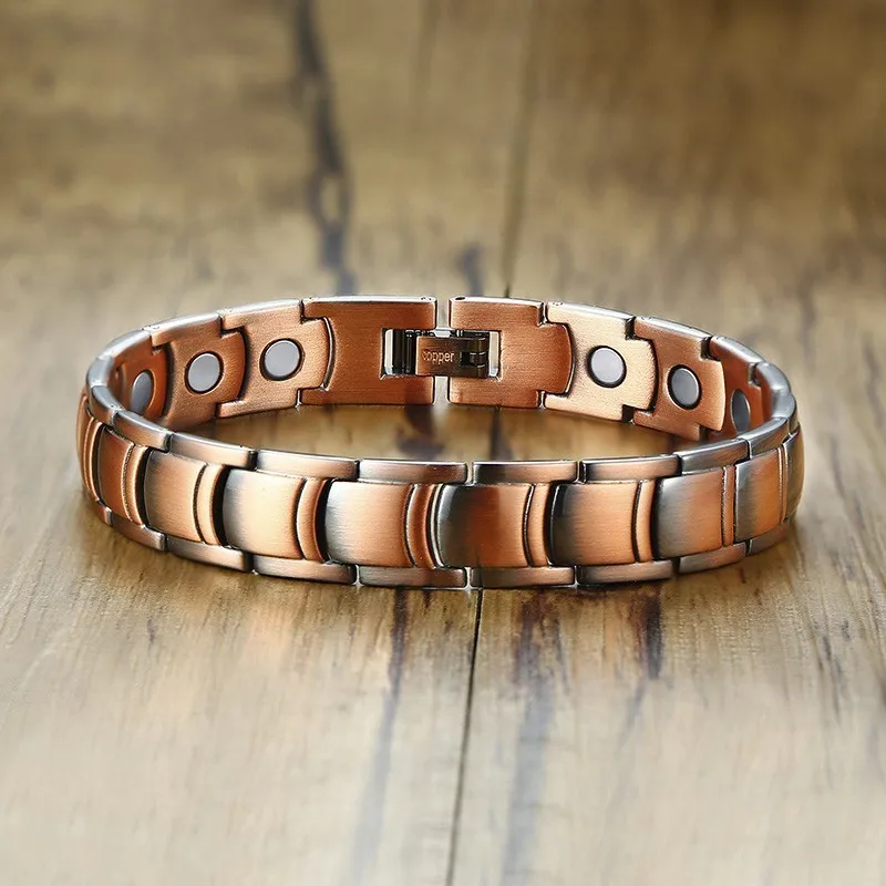 

Vnox Pain Relief Magnet Bracelets for Men Copper Magnetic Link Chain Bracelet Power Healing Casual Male Jewelry Drop Shipping