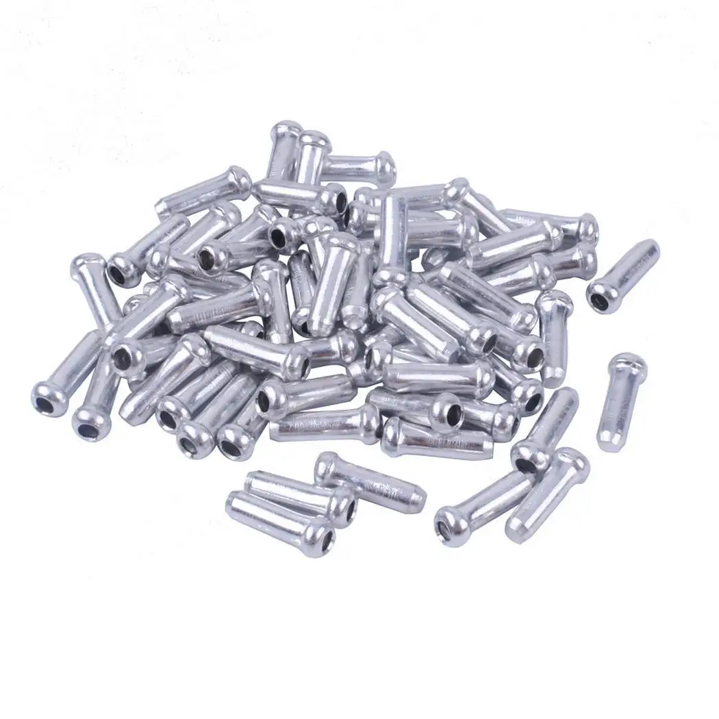 

100PCS Aluminum Alloy Bicycle Brake Cable End Silver Cap Derailleur Shift Wire Accessory Core Cover Outdoor Cycling