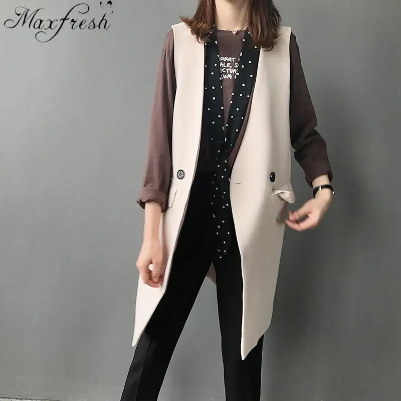 Maxfresh 2018 осень диких женщин жилет длинный отрезок корейский Тонкий был тонкий