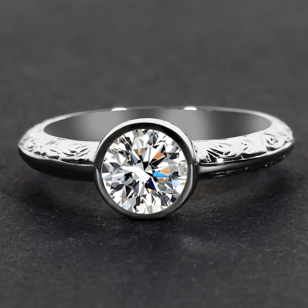 

Solid 925 Sterling Silver Women's Wedding Rings Top Brand Victorian Style Created Moissanite Stones Classic Jewelry For Women