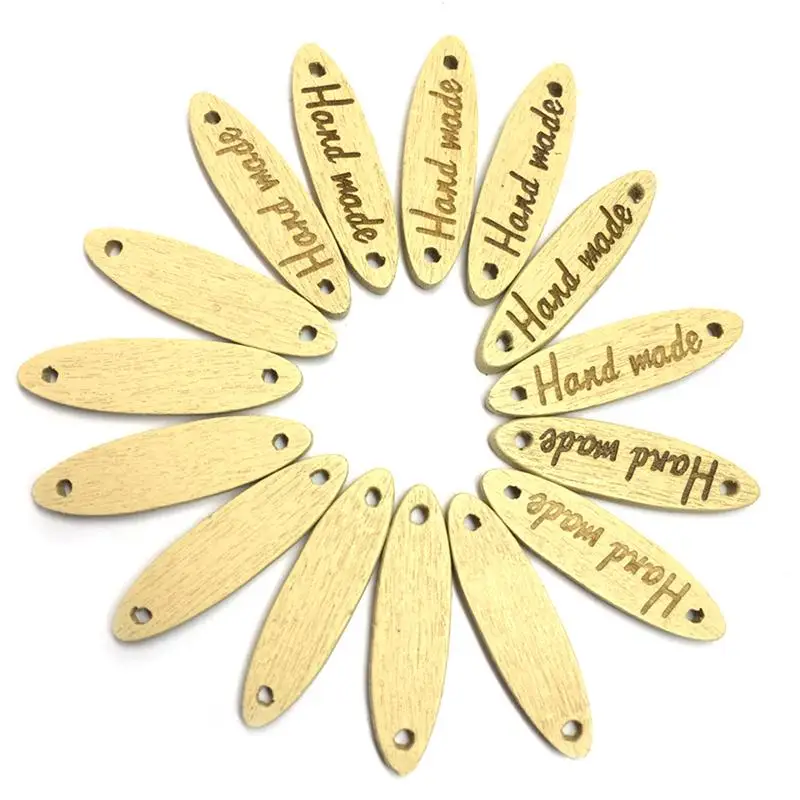 

50 PCS / Pack Wooden Buttons Wooden Labels DIY Handmade Sewing Accessories Infrared Marking Wood Chips 28mm * 8mm