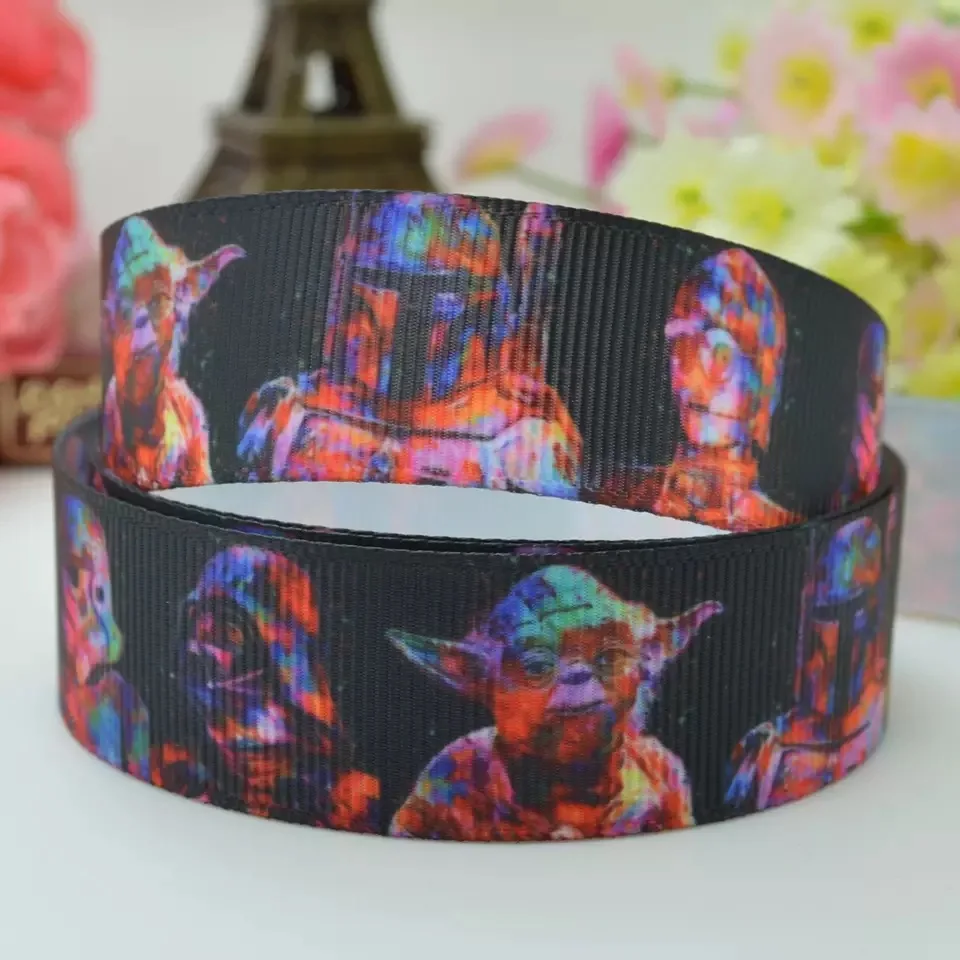 50 ярдов 7/8 &quot1 5&quot 22 мм 38 Звездные войны напечатанные grosgrain ленты для ручной работы