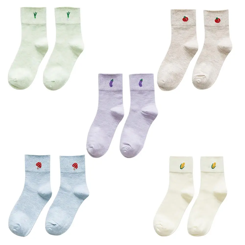 

Pure Cotton Sports Socks Autumn Thin Shallow Multi-color Cartoon Pattern Korean Style Autumn Winter Mid-Calf Length Socks women