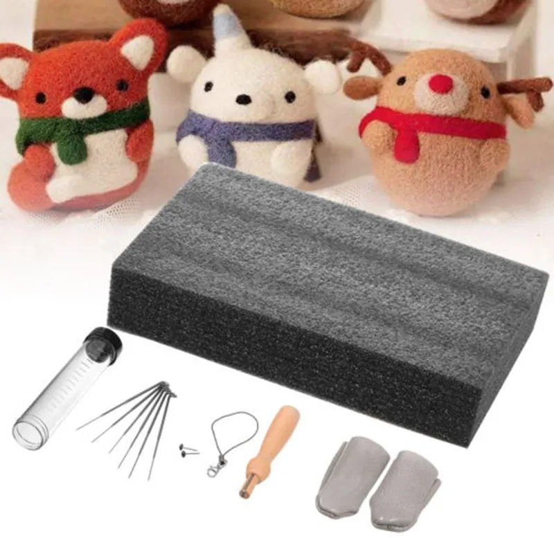 

14pcs Needle Felting Starter Kit Wool Felt Tools Mat + Needles + Accessory Set For DIY Sewing Tools