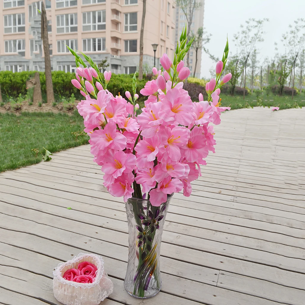

Artificial Single Stem Silk Flowers Gladiolus Flowers with Stem Pink For Wedding Home Party DecoratIon