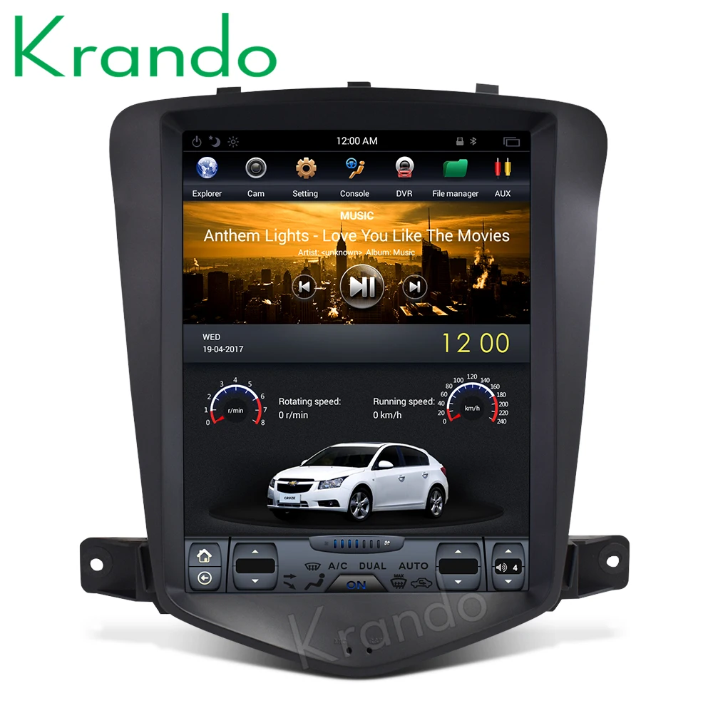 Perfect Krando Android 8.1 9.7" Tesla Vertical screen car audio radio system GPS for Chevrolet Cruze 2009-2014 navigation player BT 1