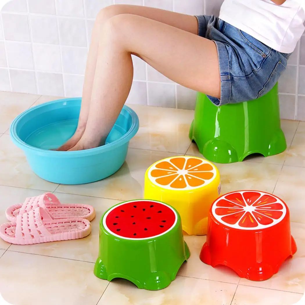 

Small Size Household Children Thick Non-Slip Plastic Fruit Pattern Stools Home Office Kindergarten Fruit Pattern Stools