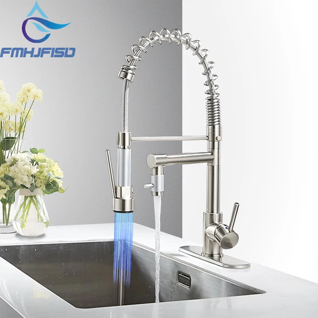 Special Price Brushed Nickel / Chrome Kitchen Faucet Double Sprayer Vessel Sink Mixer Tap Deck Mounted Single Hole Faucet