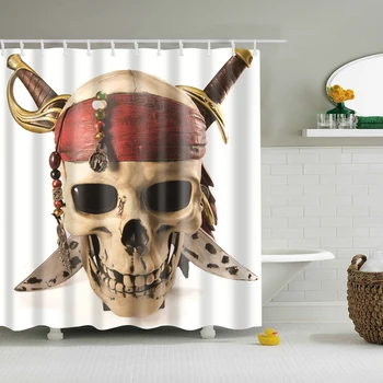 

2018 New Colorful Eco-friendly Horrible Skull Blood Polyester High Quality Washable Bath Decor Shower Curtains 13