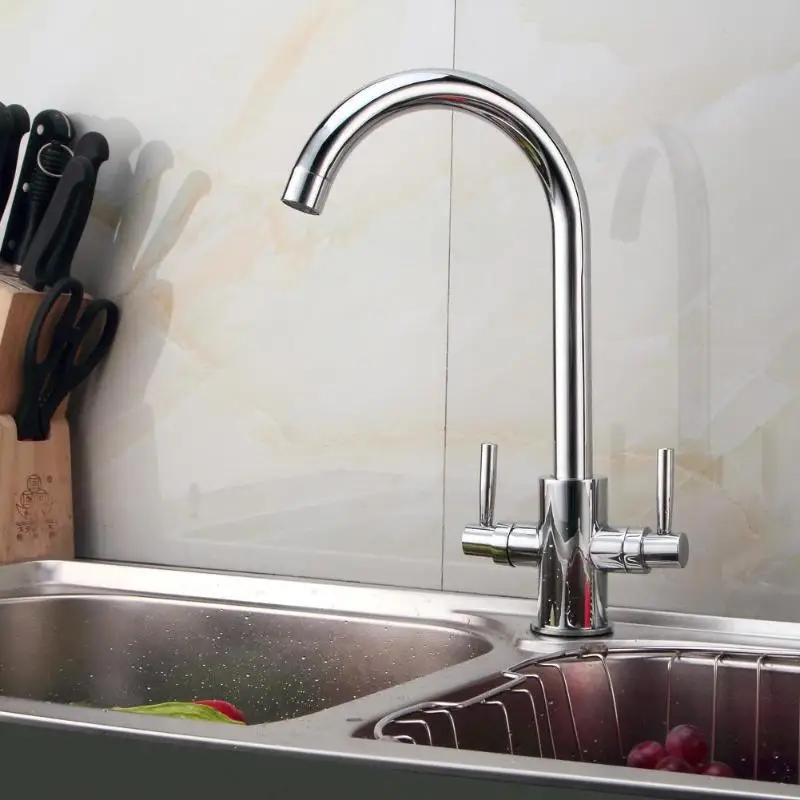 

Kitchen Sink Mixer Tap Luxury Modern Chrome Twin Lever Swivel Spout Monoblo Sink Mixer Tap Luxury Modern Chrome Twin Lever Spout